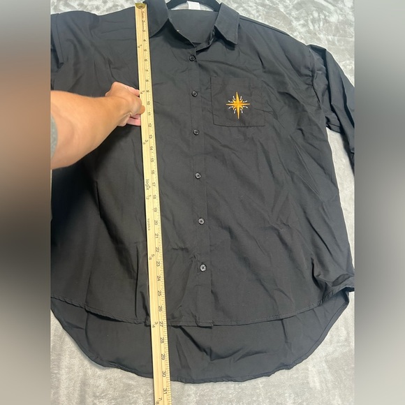 Life Button Down Long Sleeve Shirt Women’s Large Black Embroidered Astrology Art - Picture 6 of 6
